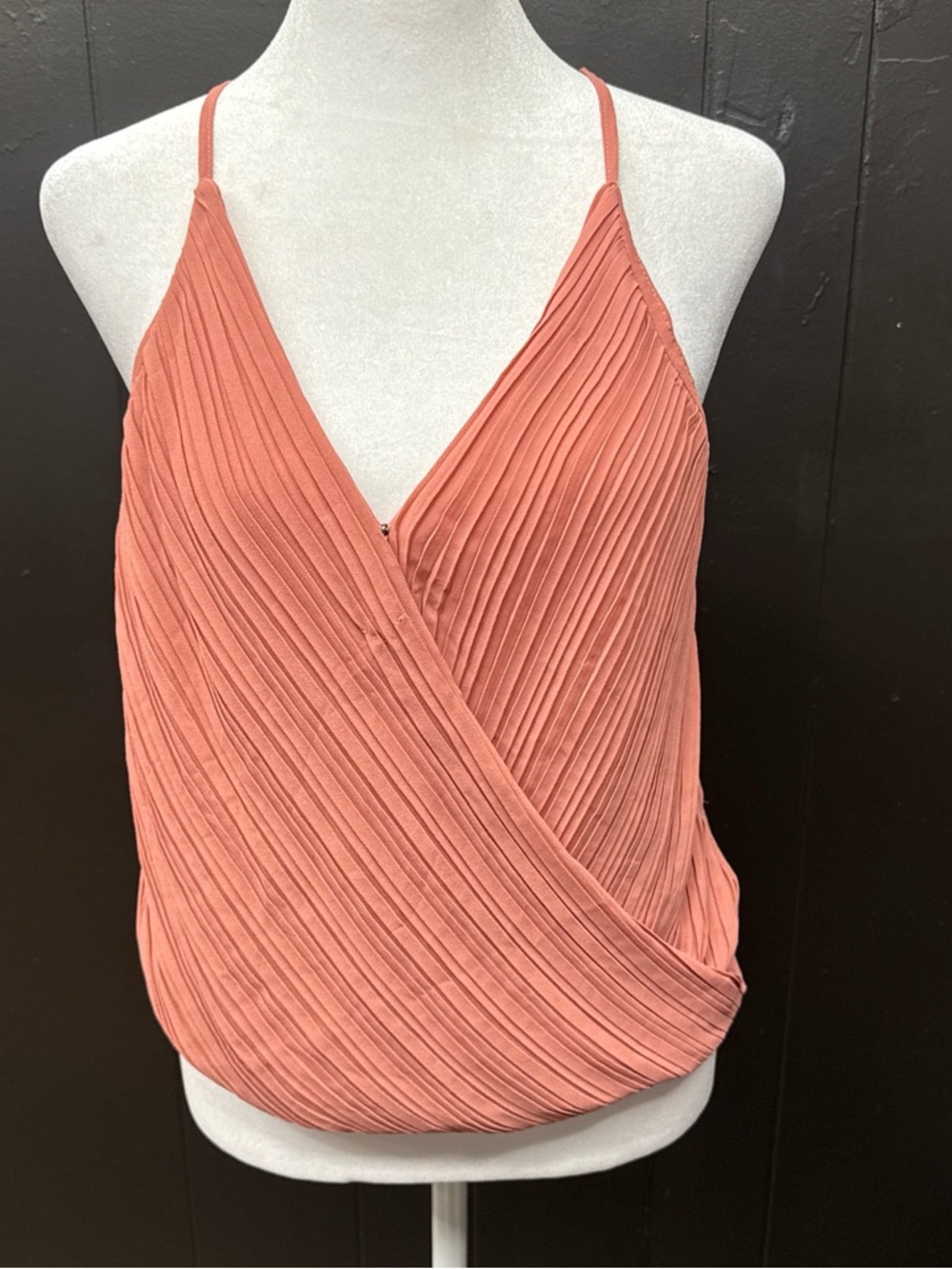 Womens Pleated Surplice Cami Top - Coral